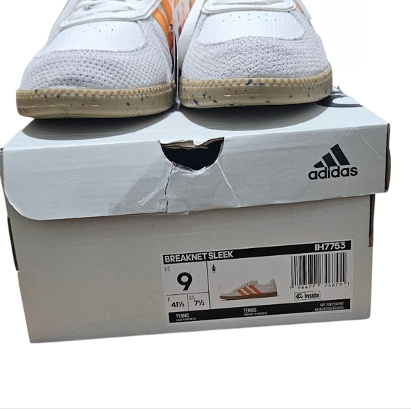 NWT Adidas Breaknet Sleek women's shoes, in a cream and orange color combination - Picture 5 of 8